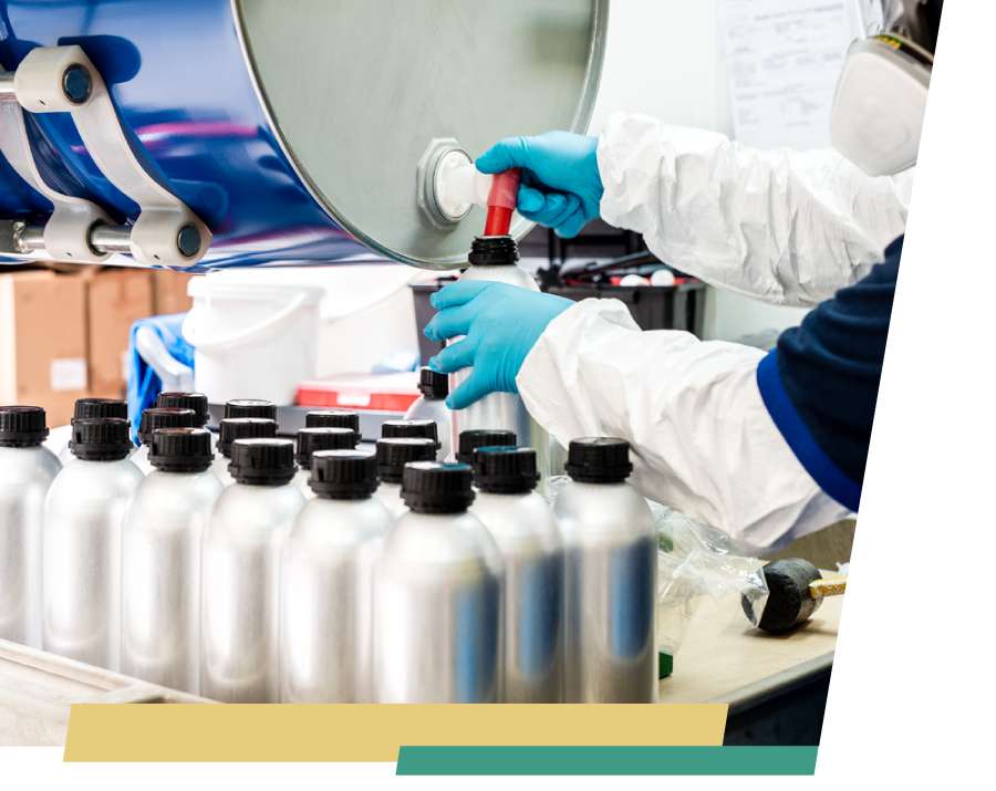 hero image of a person preparing chemical samples for shipping